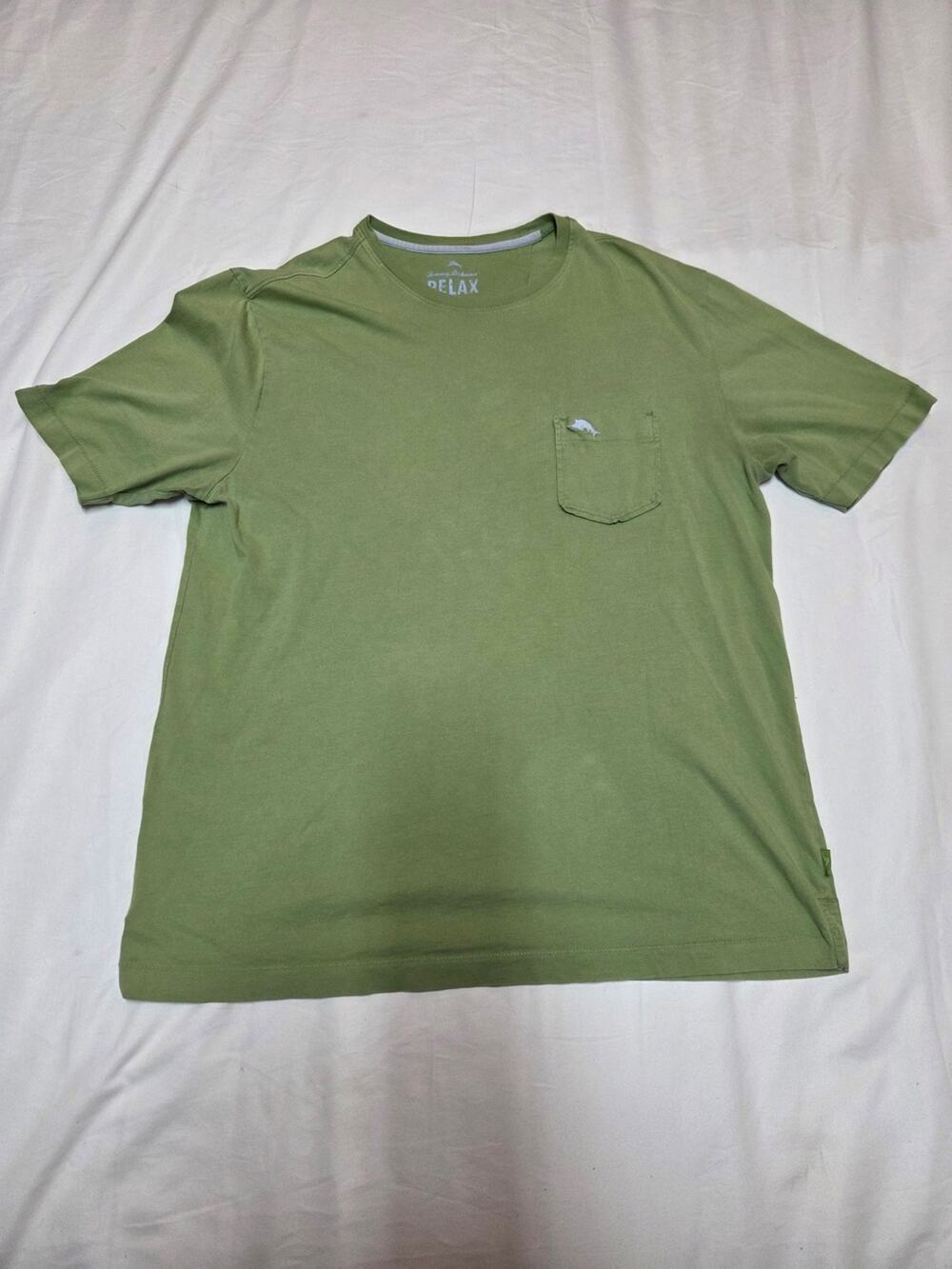 Tommy Bahama Olive Green Pocket Crew Tee